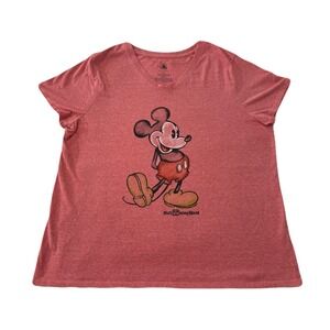 Disney Mickey Mouse Heather Red Graphic Tee 1X Classic Retro Disneycore